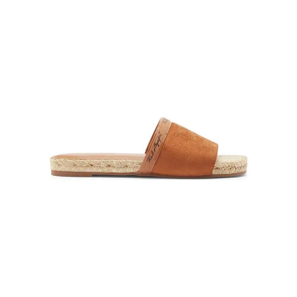 Karl Lagerfeld Paris Espadrille Slide Sandals Brown Logo NEW $119